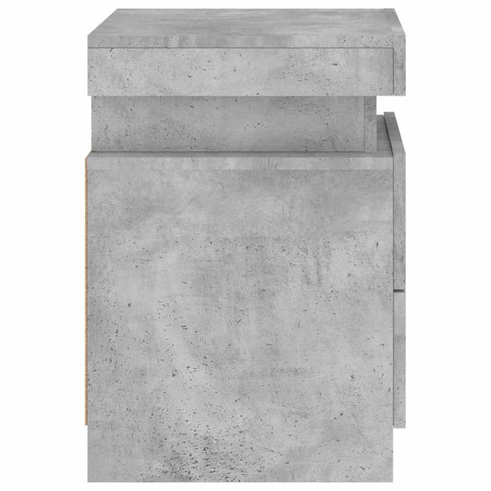 Table de chevet avec lumières LED gris béton 35x39x55 cm - Photo n°9