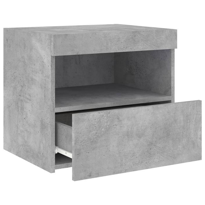 Table de chevet avec lumières LED gris béton 50x40x45 cm - Photo n°7