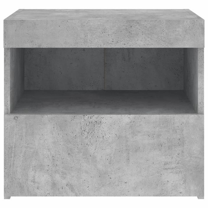 Table de chevet avec lumières LED gris béton 50x40x45 cm - Photo n°8