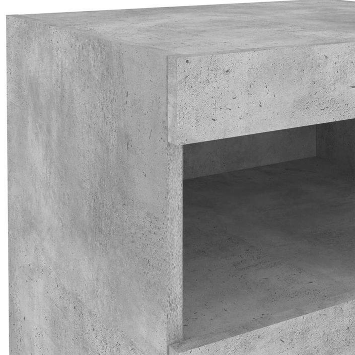 Table de chevet avec lumières LED gris béton 50x40x45 cm - Photo n°11