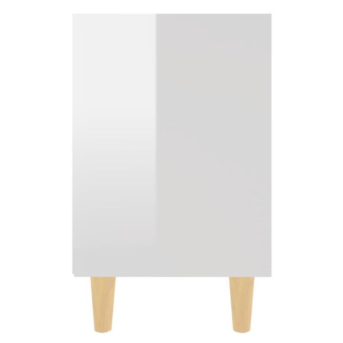 Table de chevet avec pieds en bois Blanc brillant 40x30x50 cm - Photo n°5