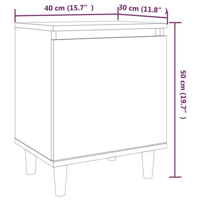 Table de chevet avec pieds en bois Chêne marron 40x30x50 cm 2 - Photo n°8