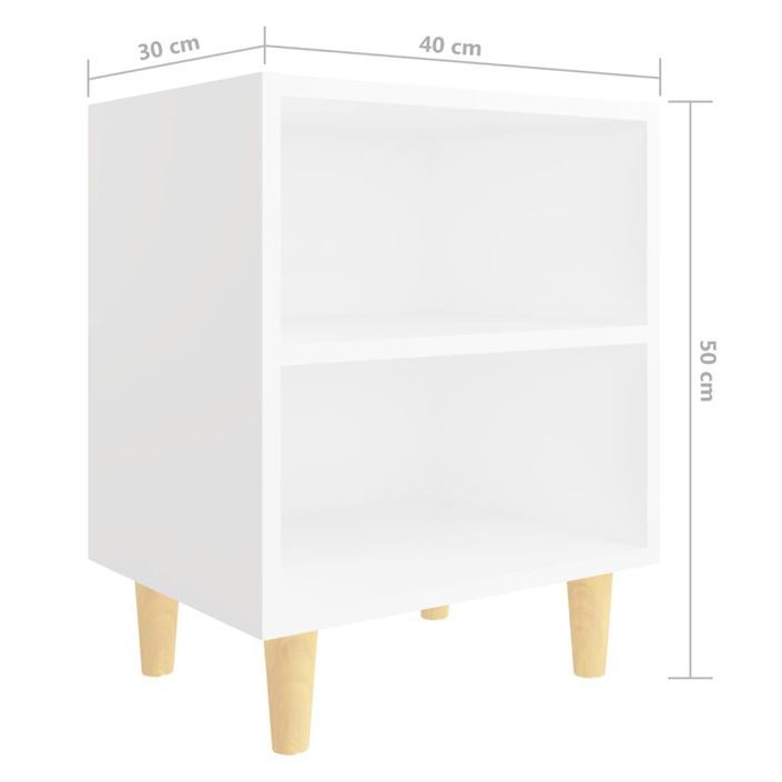 Table de chevet avec pieds en bois massif Blanc 40x30x50 cm 2 - Photo n°6