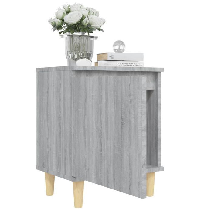 Table de chevet avec pieds en bois Sonoma gris 40x30x50 cm - Photo n°4