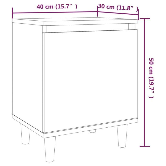 Table de chevet avec pieds en bois Sonoma gris 40x30x50 cm - Photo n°8