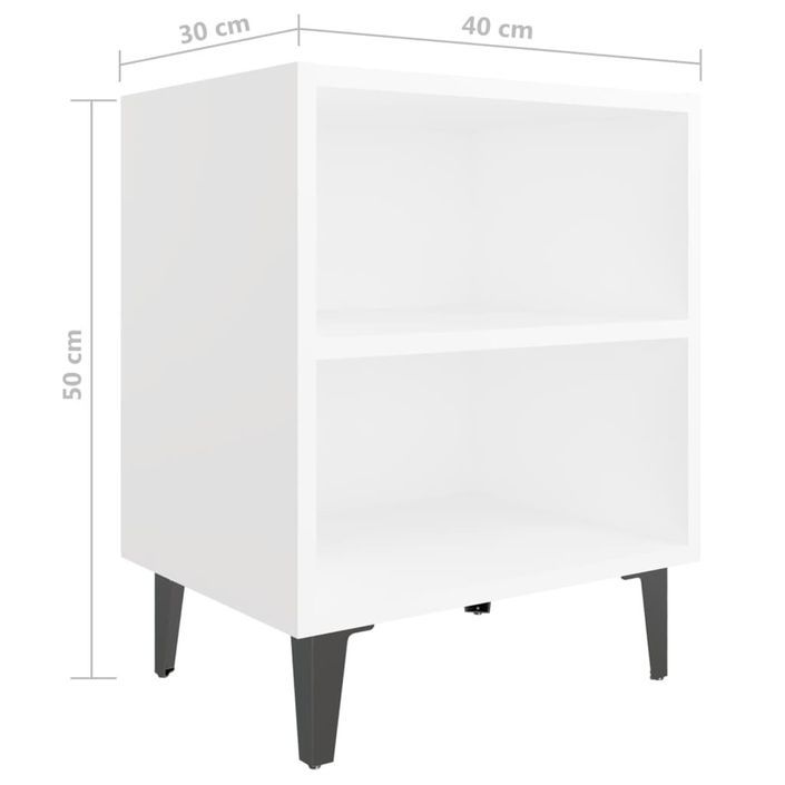 Table de chevet avec pieds en métal Blanc 40x30x50 cm 2 - Photo n°6