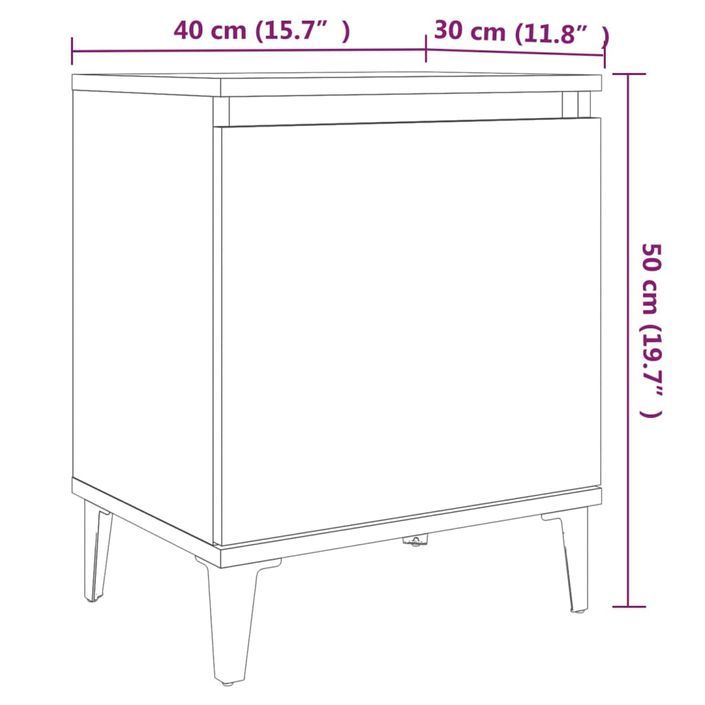 Table de chevet avec pieds en métal Chêne marron 40x30x50 cm - Photo n°8