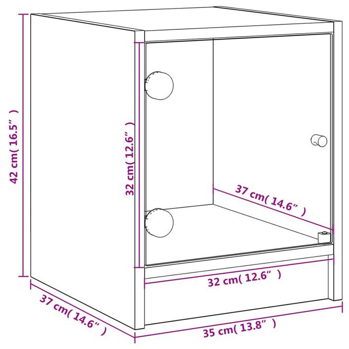 Table de chevet avec porte en verre blanc 35x37x42 cm - Photo n°12