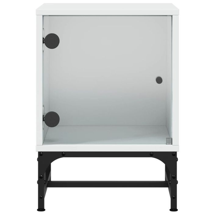 Table de chevet avec porte en verre blanc 35x37x50 cm - Photo n°6