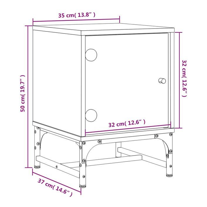 Table de chevet avec porte en verre blanc 35x37x50 cm - Photo n°12