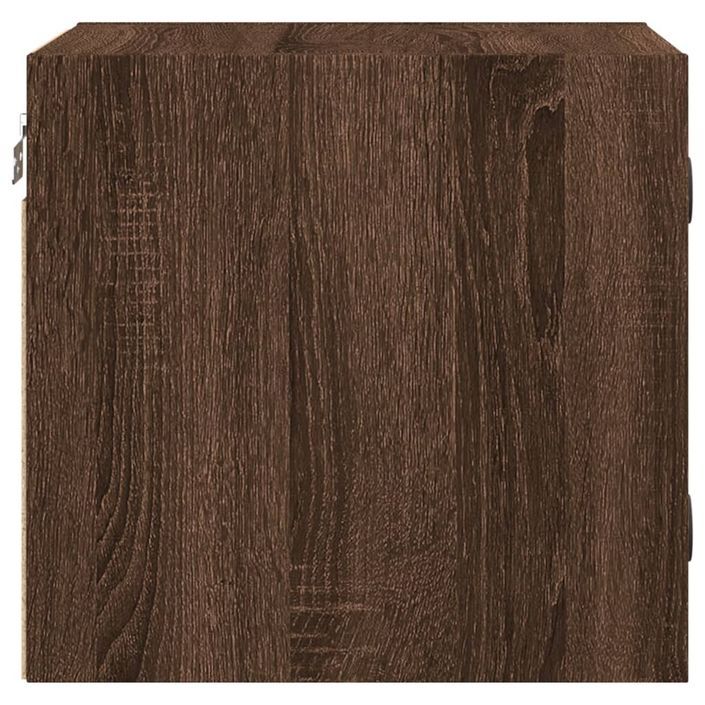 Table de chevet avec porte en verre chêne marron 35x37x35 cm - Photo n°8
