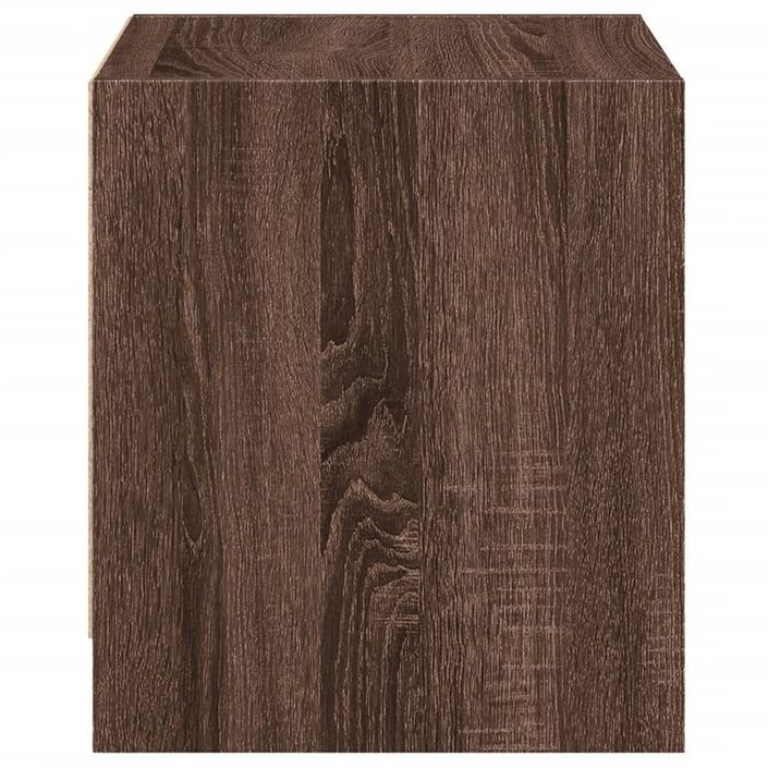 Table de chevet avec porte en verre chêne marron 35x37x42 cm - Photo n°7