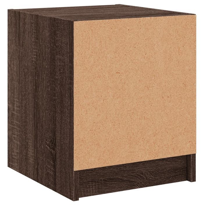 Table de chevet avec porte en verre chêne marron 35x37x42 cm - Photo n°8