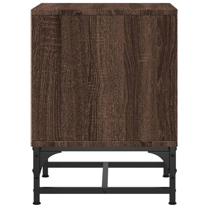 Table de chevet avec porte en verre chêne marron 35x37x50 cm - Photo n°7