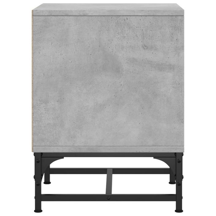 Table de chevet avec porte en verre gris béton 35x37x50 cm - Photo n°7