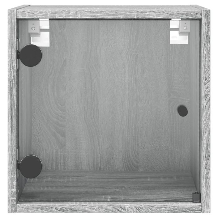 Table de chevet avec porte en verre sonoma gris 35x37x35 cm - Photo n°6