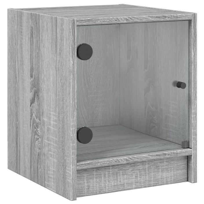 Table de chevet avec porte en verre sonoma gris 35x37x42 cm - Photo n°1