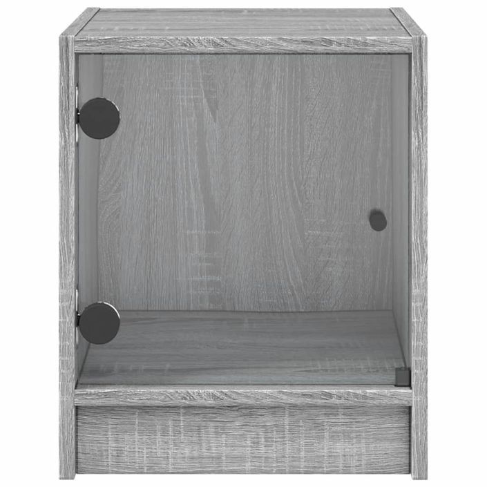 Table de chevet avec porte en verre sonoma gris 35x37x42 cm - Photo n°6