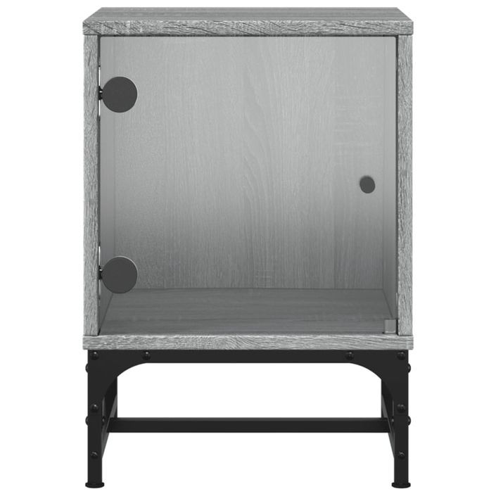 Table de chevet avec porte en verre sonoma gris 35x37x50 cm - Photo n°6