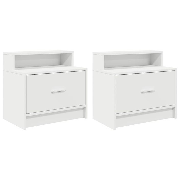 Table de chevet avec tiroir 2 pcs blanc 51x31x47 cm - Photo n°2