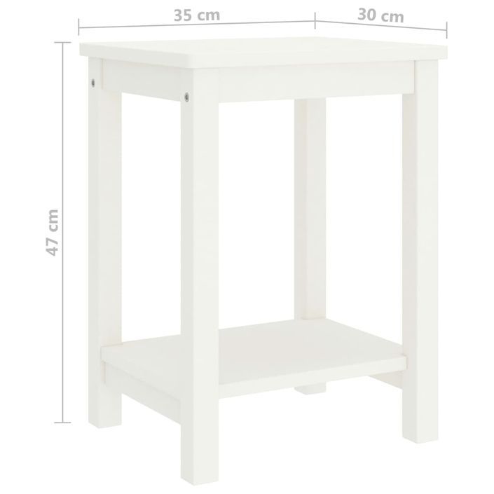 Table de chevet blanc 35x30x47 cm bois de pin massif - Photo n°5