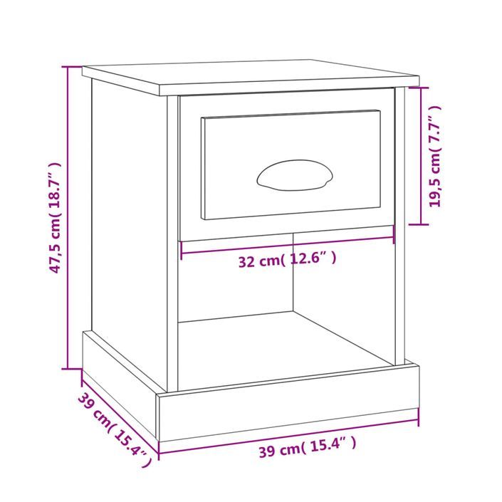 Table de chevet blanc 39x39x47,5 cm bois d’ingénierie - Photo n°10
