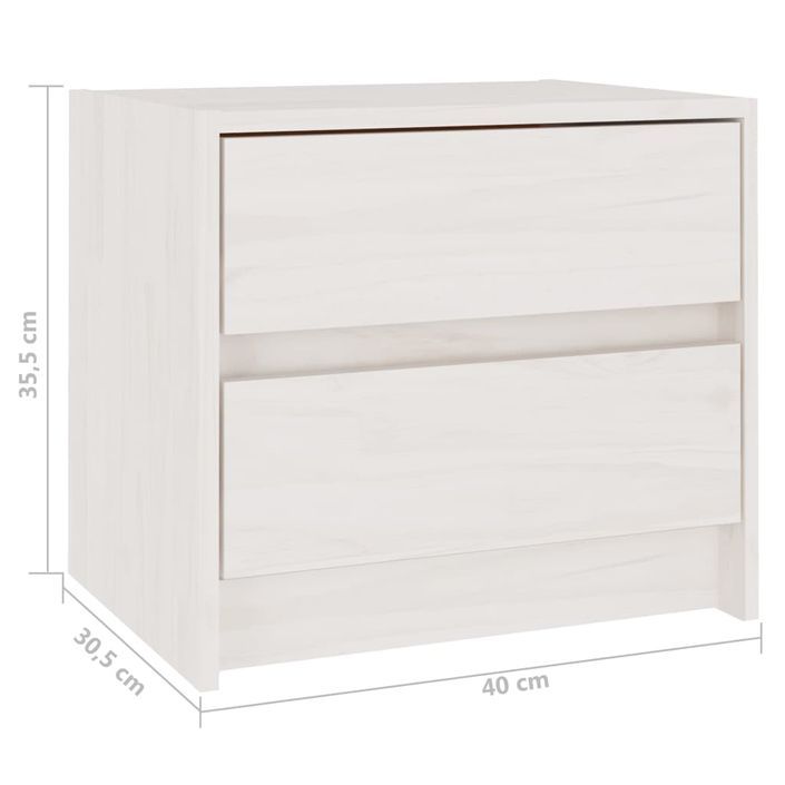 Table de chevet Blanc 40x30,5x35,5 cm Bois de pin solide - Photo n°6