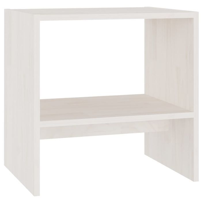 Table de chevet Blanc 40x30,5x40 cm Bois de pin massif 2 - Photo n°1