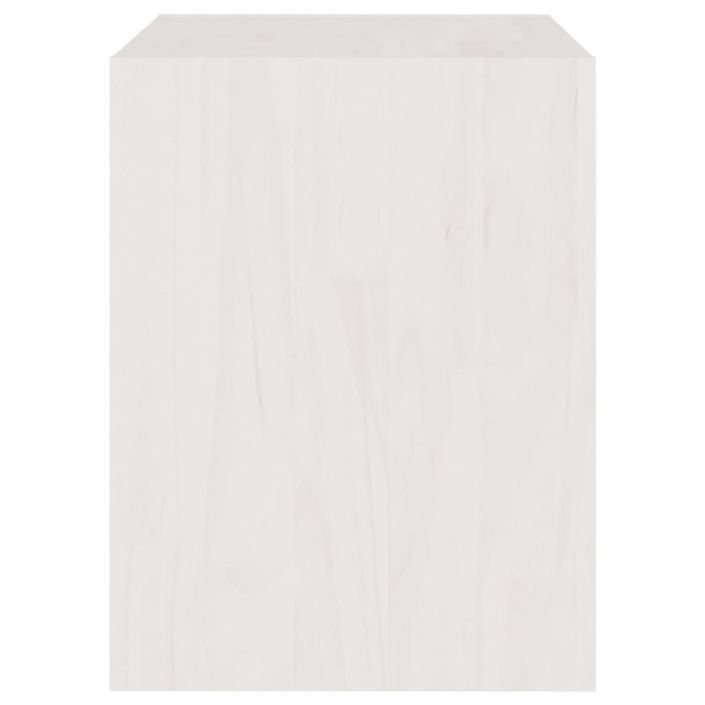 Table de chevet Blanc 40x30,5x40 cm Bois de pin massif 2 - Photo n°7