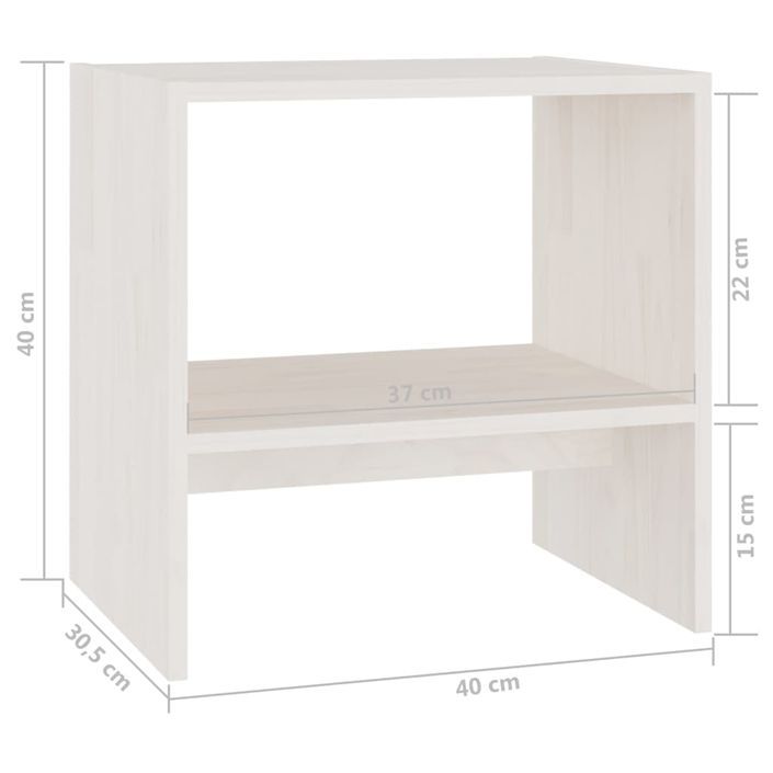 Table de chevet Blanc 40x30,5x40 cm Bois de pin massif 2 - Photo n°8