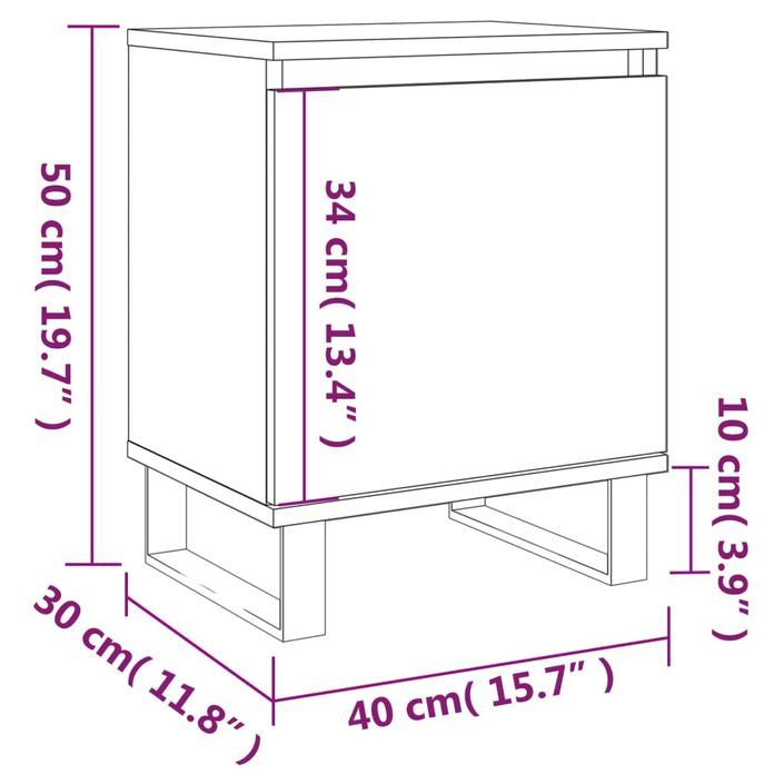 Table de chevet blanc 40x30x50 cm bois d’ingénierie - Photo n°12