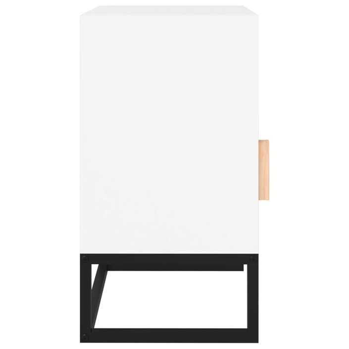 Table de chevet blanc 40x30x55,5 cm bois d’ingénierie et fer - Photo n°7