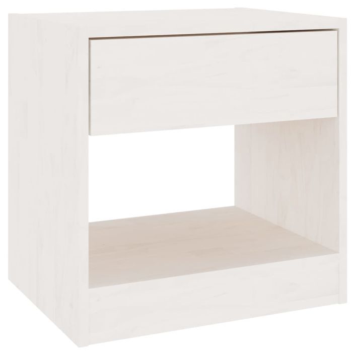 Table de chevet Blanc 40x31x40 cm Bois de pin massif - Photo n°2