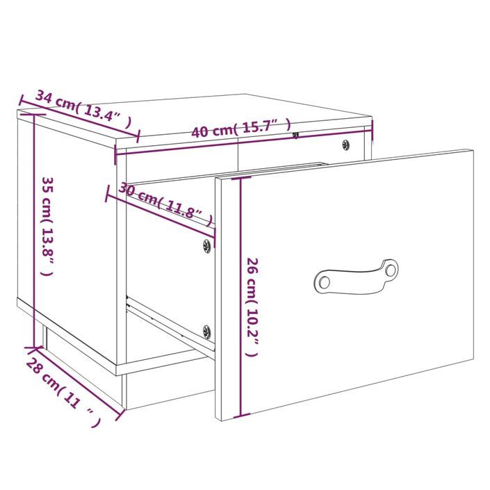 Table de chevet Blanc 40x34x35 cm Bois de pin solide - Photo n°9