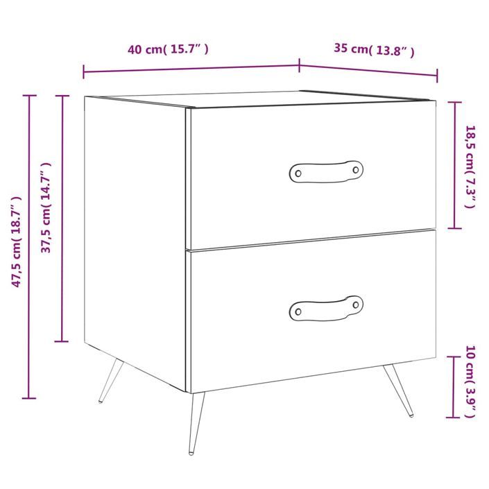 Table de chevet blanc 40x35x47,5 cm bois d’ingénierie - Photo n°12