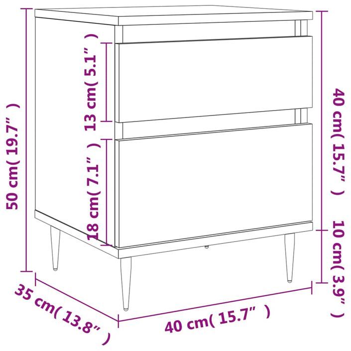 Table de chevet Blanc 40x35x50 cm Bois d’ingénierie - Photo n°12