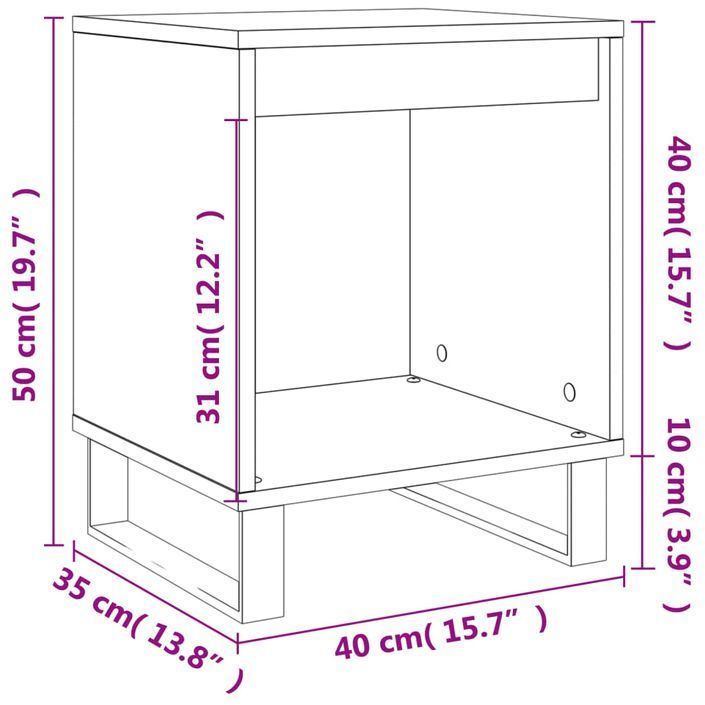 Table de chevet Blanc 40x35x50 cm Bois d’ingénierie - Photo n°9