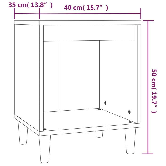 Table de chevet Blanc 40x35x50 cm Bois d’ingénierie - Photo n°8