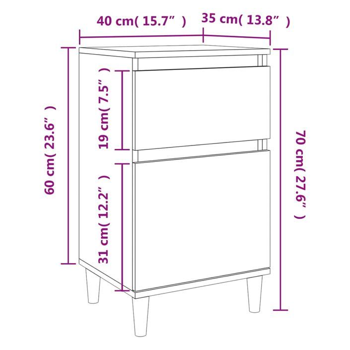 Table de chevet blanc 40x35x70 cm - Photo n°11