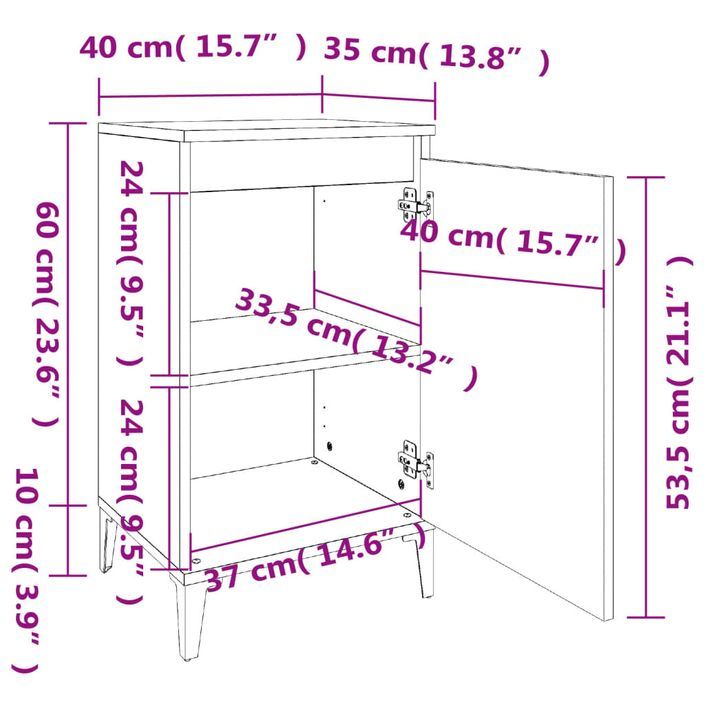Table de chevet blanc 40x35x70 cm bois d’ingénierie - Photo n°10