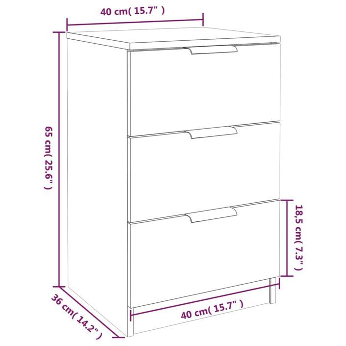 Table de chevet Blanc 40x36x65 cm - Photo n°9