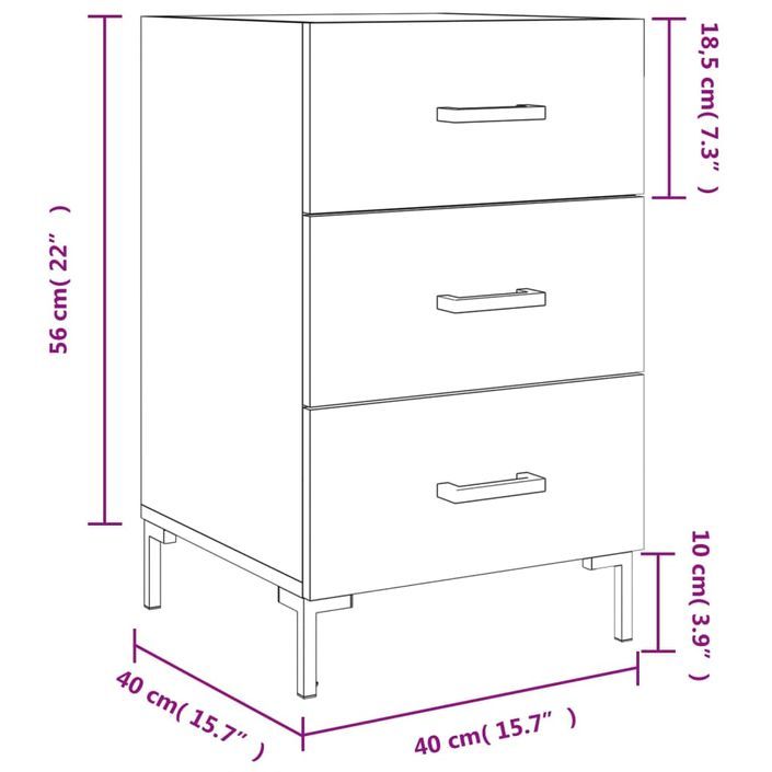 Table de chevet blanc 40x40x66 cm bois d'ingénierie - Photo n°12