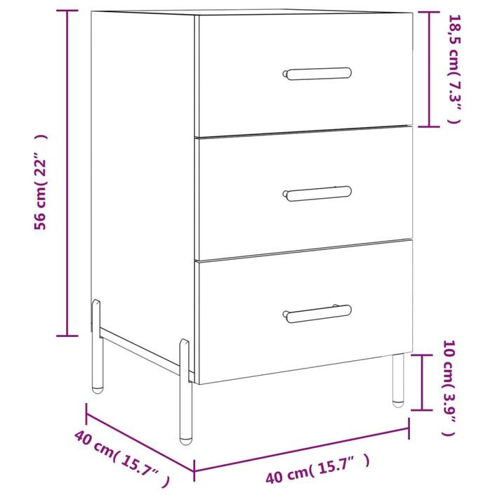 Table de chevet blanc 40x40x66 cm bois d'ingénierie - Photo n°12