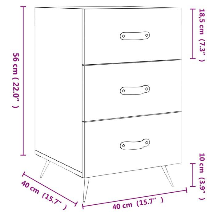 Table de chevet blanc 40x40x66 cm bois d'ingénierie - Photo n°12