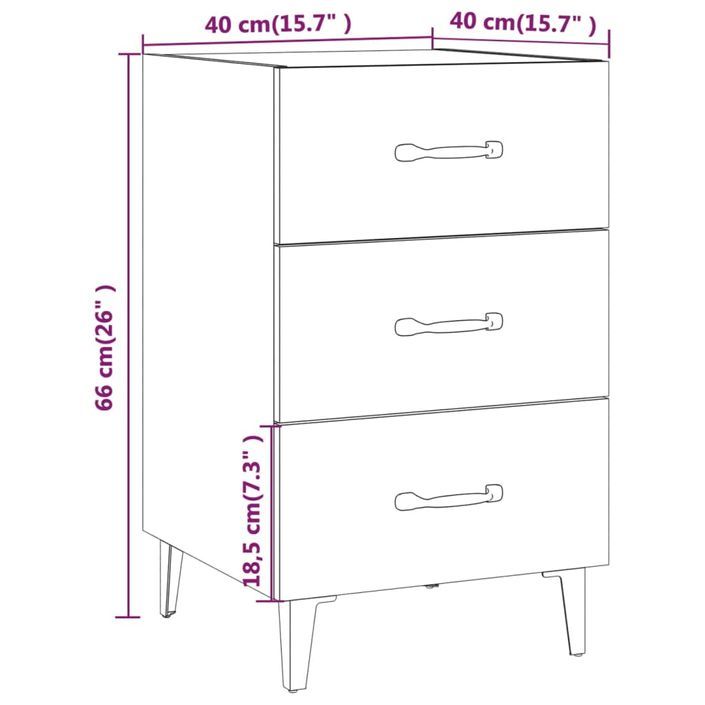 Table de chevet blanc 40x40x66 cm bois d'ingénierie - Photo n°8