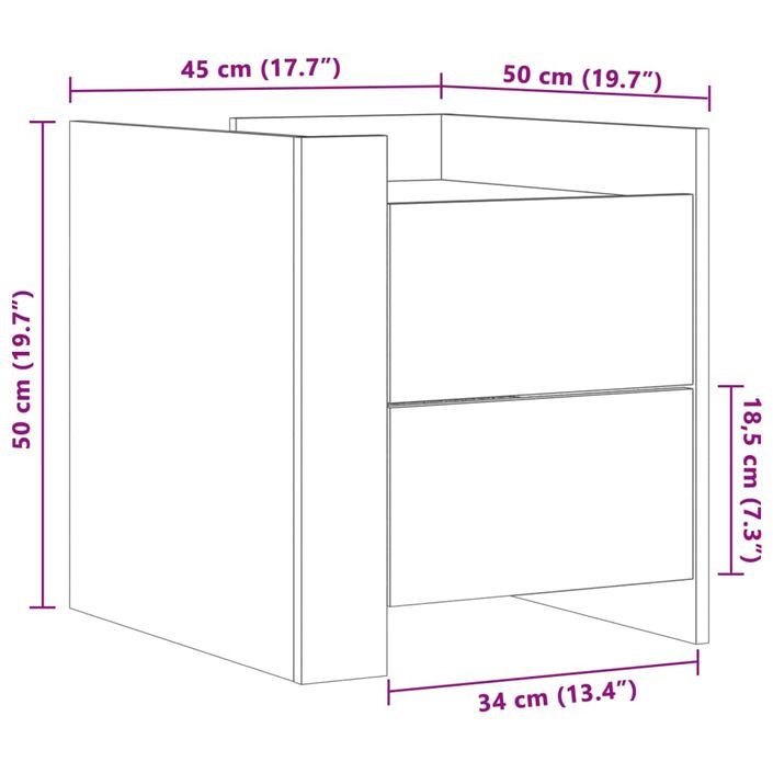 Table de chevet blanc 45x50x50 cm bois d’ingénierie - Photo n°11