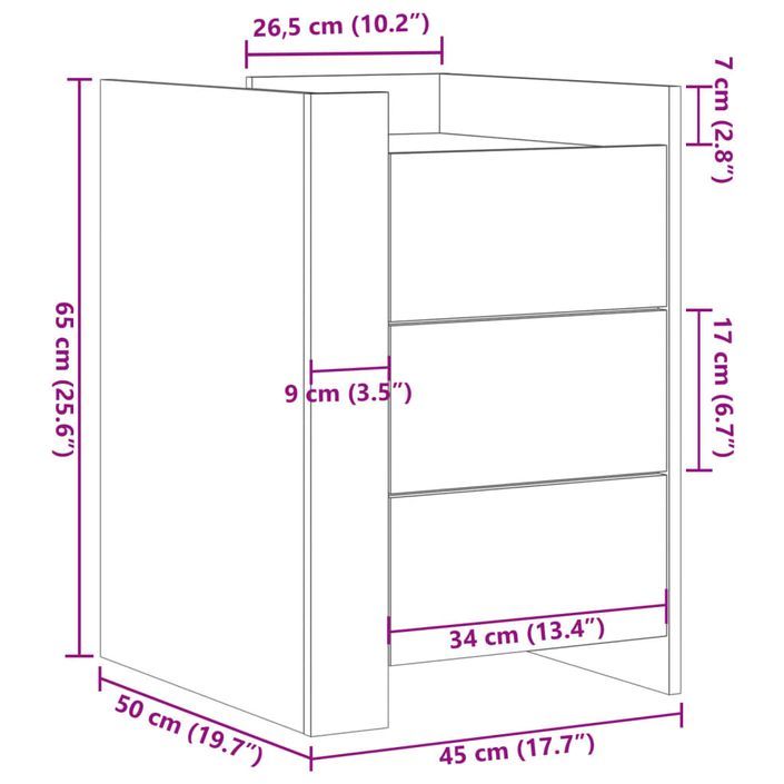 Table de chevet blanc 45x50x65 cm bois d'ingénierie - Photo n°11