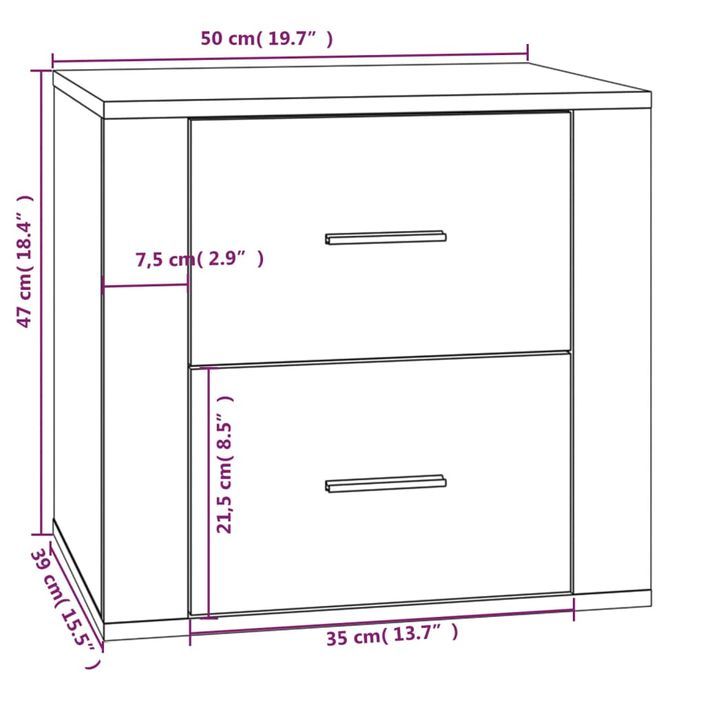 Table de chevet Blanc 50x39x47 cm - Photo n°10