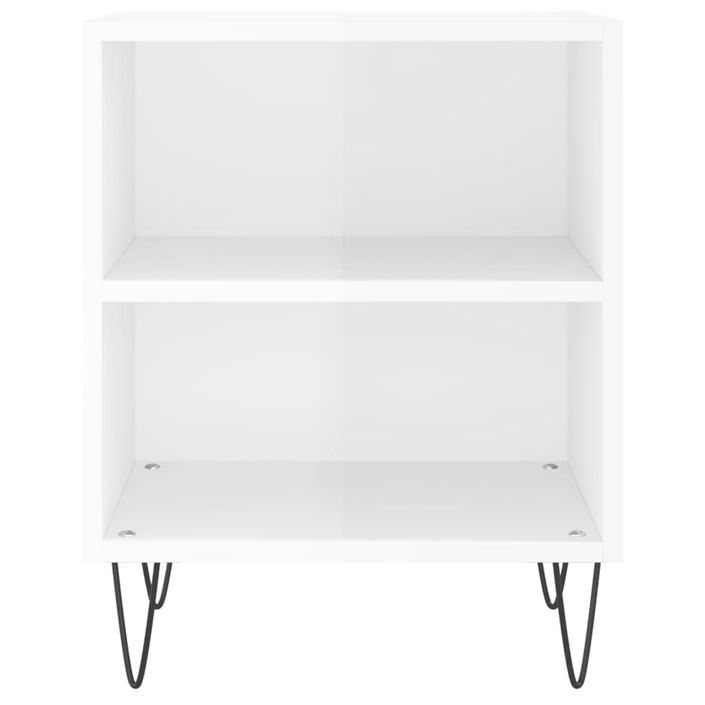 Table de chevet blanc brillant 40x30x50 cm bois d’ingénierie - Photo n°4