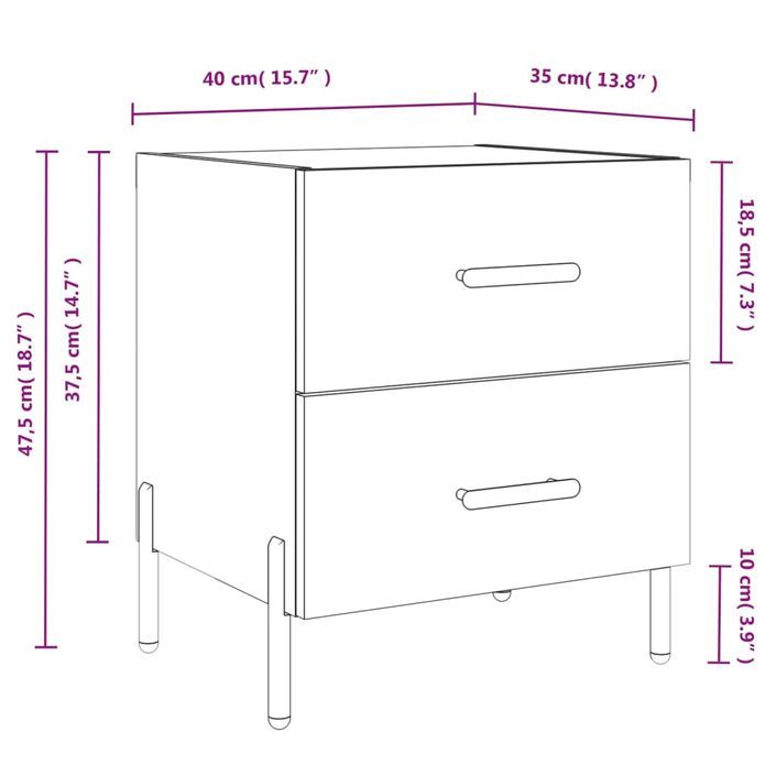 Table de chevet blanc brillant 40x35x47,5 cm bois d’ingénierie - Photo n°12